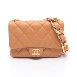 Chanel Matelassé Small Flap Bag, Shoulder Handbag, Leather, Women's, Brown, A...